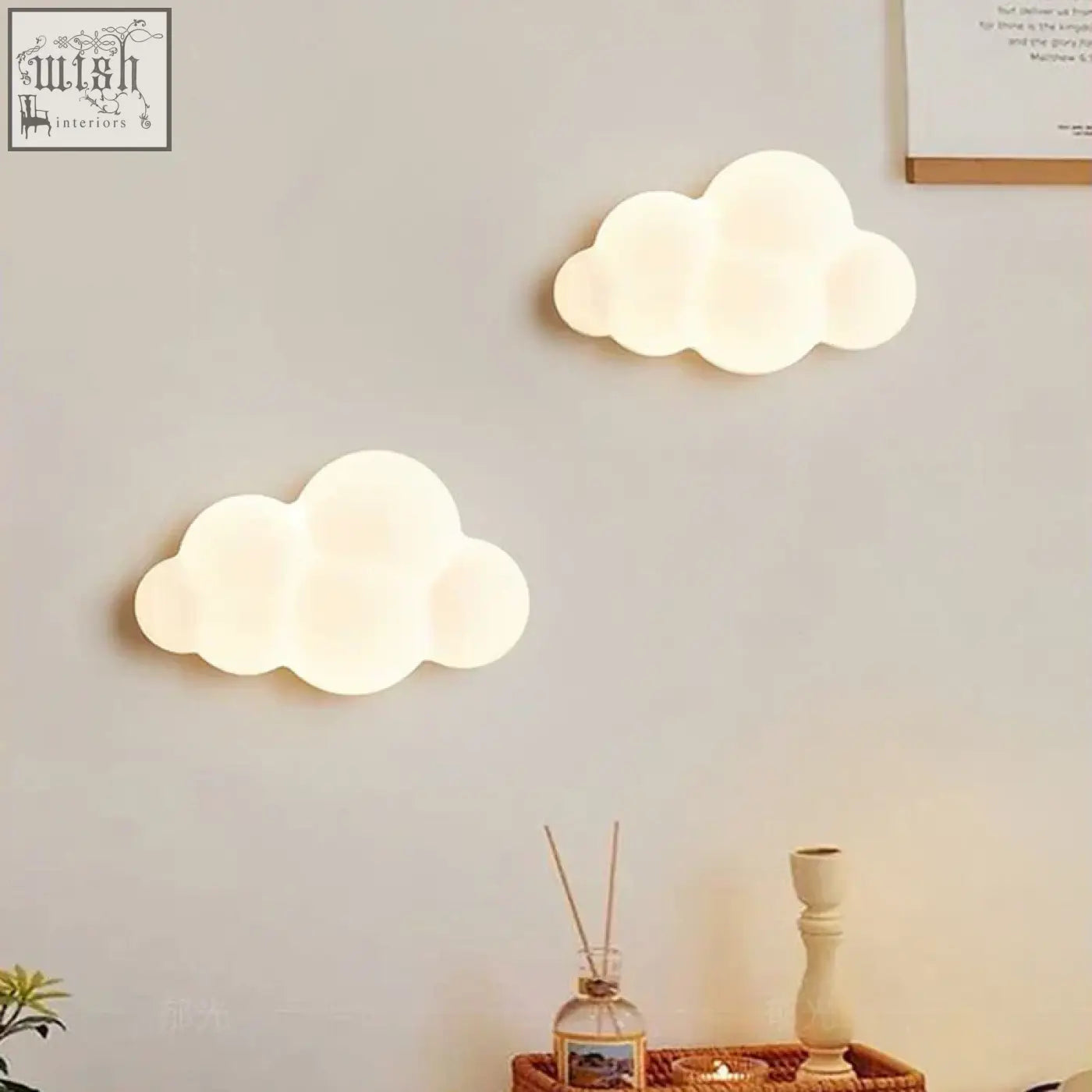Two off-white cloud wall lamps with matte finish and adjustable light temperature remote control led sconces