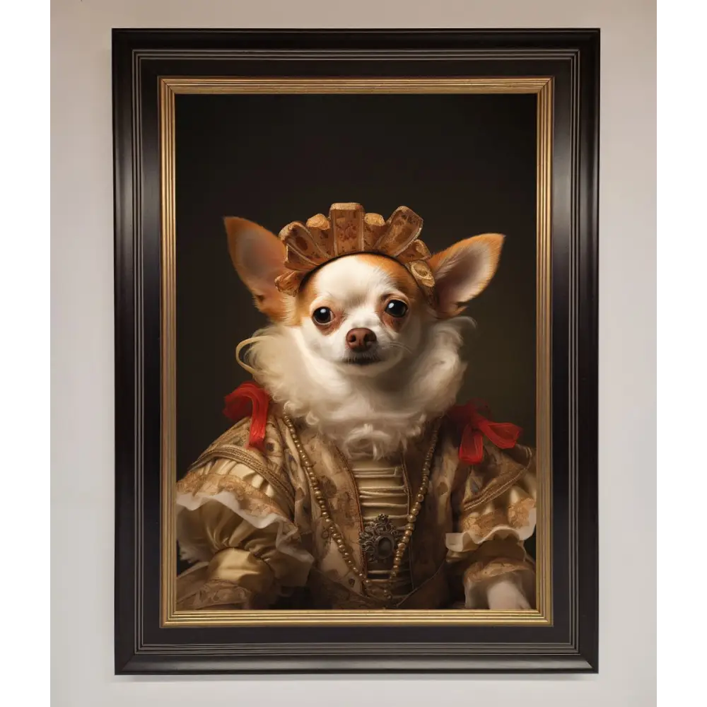 Renaissance Chihuahua Framed Print - A3 (29.7 x 42 cm) / Black Gold - Framed Print