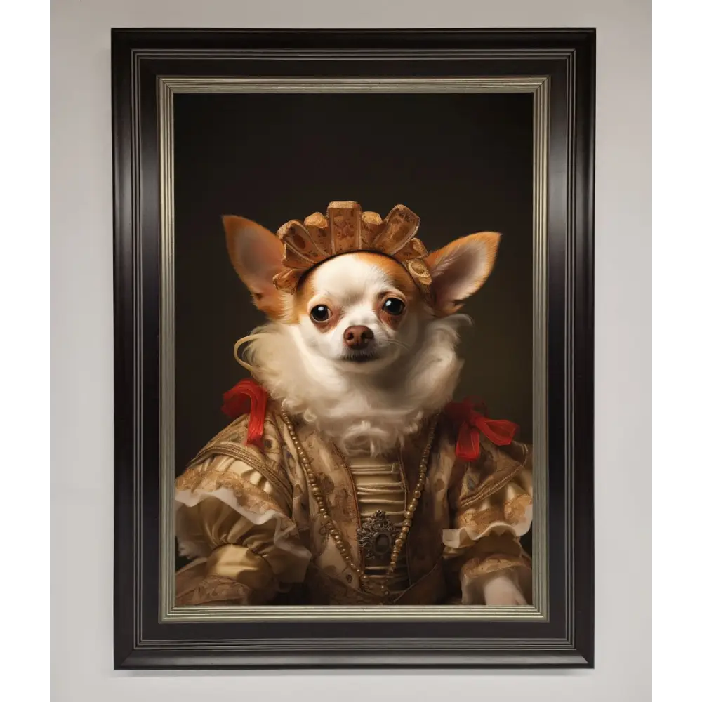 Renaissance Chihuahua Framed Print - A3 (29.7 x 42 cm) / Black Silver - Framed Print