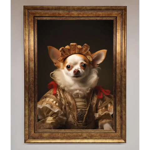 Renaissance Chihuahua Framed Print - A3 (29.7 x 42 cm) / Bronze - Framed Print