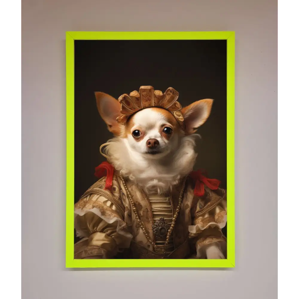 Renaissance Chihuahua Framed Print - A3 (29.7 x 42 cm) / Neon Green - Framed Print