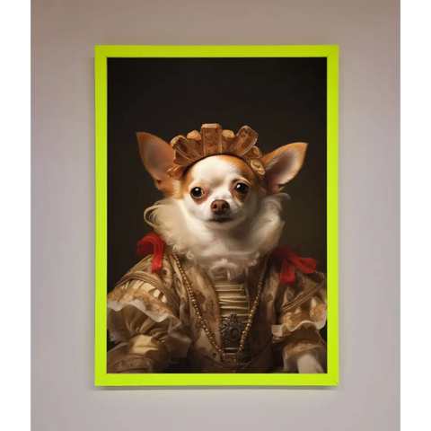 Renaissance Chihuahua Framed Print - A3 (29.7 x 42 cm) / Neon Green - Framed Print
