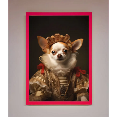 Renaissance Chihuahua Framed Print - A3 (29.7 x 42 cm) / Neon Pink - Framed Print