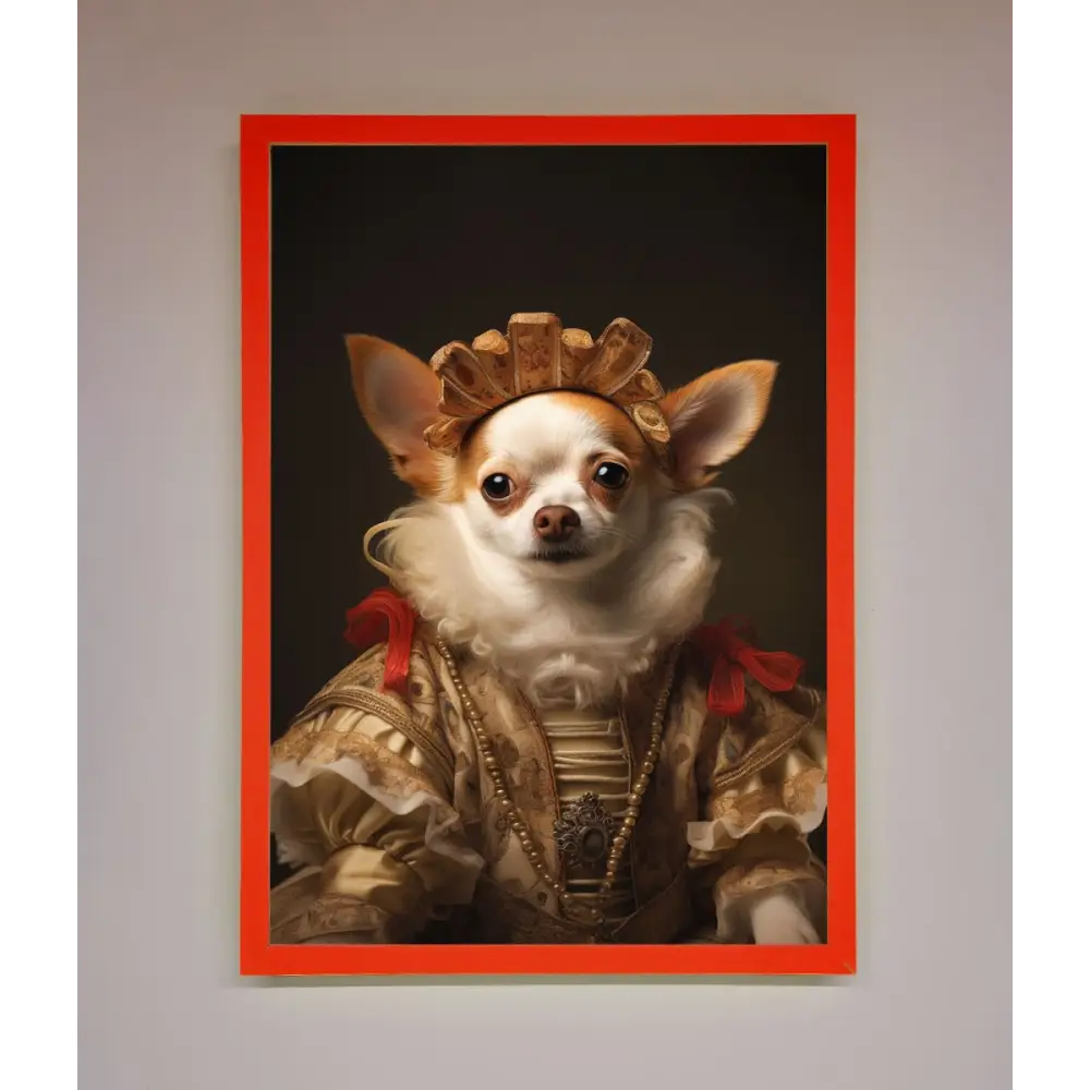 Renaissance Chihuahua Framed Print - A3 (29.7 x 42 cm) / Neon Red - Framed Print