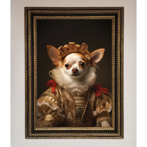 Renaissance Chihuahua Framed Print - A3 (29.7 x 42 cm) / Ornate Gold Black - Framed Print