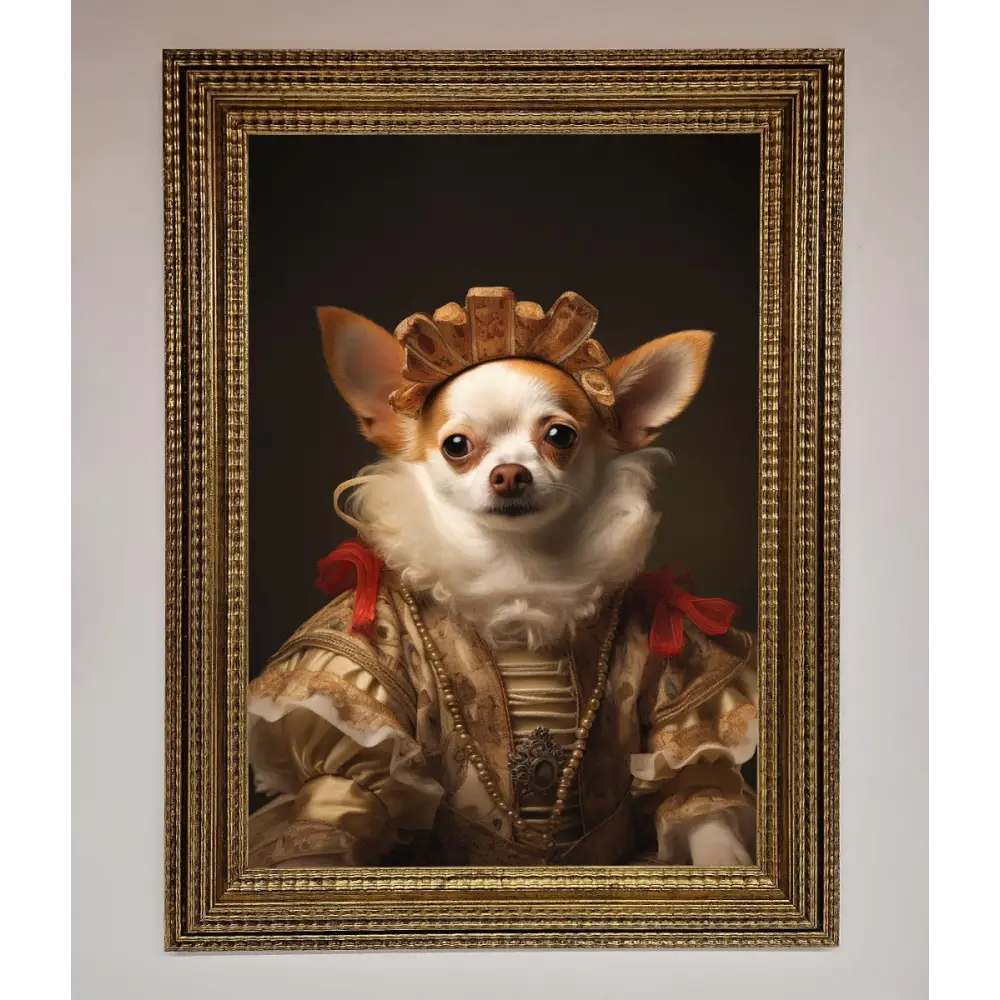 Renaissance Chihuahua Framed Print - A3 (29.7 x 42 cm) / Ornate Gold - Framed Print