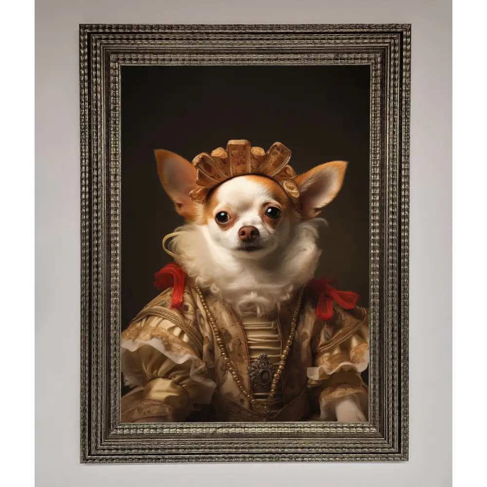 Renaissance Chihuahua Framed Print - A3 (29.7 x 42 cm) / Ornate Silver - Framed Print