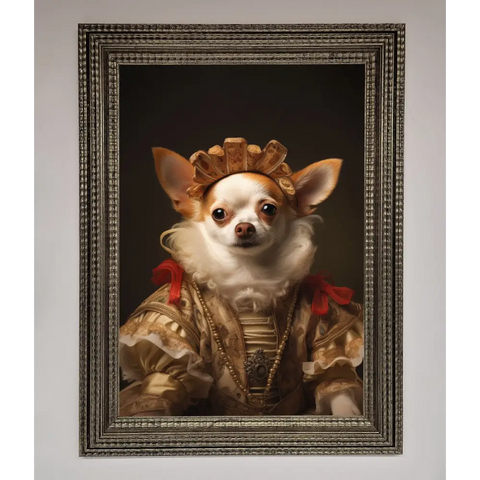 Renaissance Chihuahua Framed Print - A3 (29.7 x 42 cm) / Ornate Silver - Framed Print