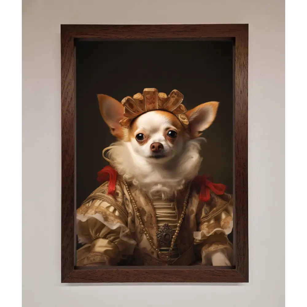 Renaissance Chihuahua Framed Print - A3 (29.7 x 42 cm) / Walnut - Framed Print