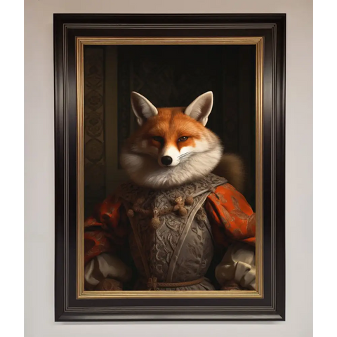 Renaissance Fox Framed Poster - A3 (29.7 x 42 cm) / Black Gold - Framed Print