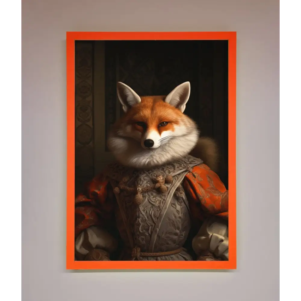 Renaissance Fox Framed Poster - A3 (29.7 x 42 cm) / Neon Orange - Framed Print