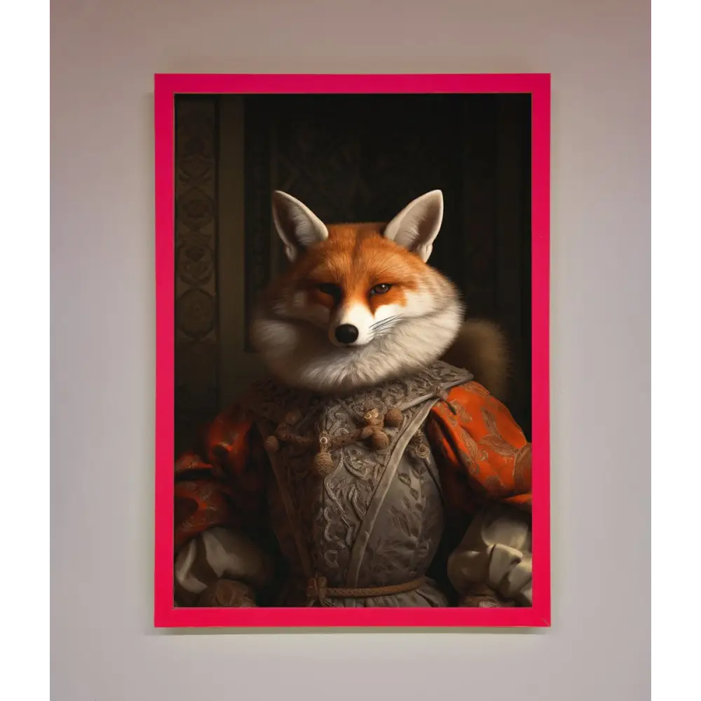 Renaissance Fox Framed Poster - A3 (29.7 x 42 cm) / Neon Pink - Framed Print