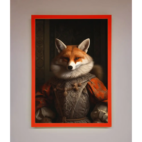 Renaissance Fox Framed Poster - A3 (29.7 x 42 cm) / Neon Red - Framed Print