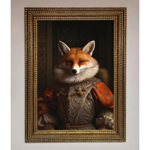 Renaissance Fox Framed Poster - A3 (29.7 x 42 cm) / Ornate Gold - Framed Print