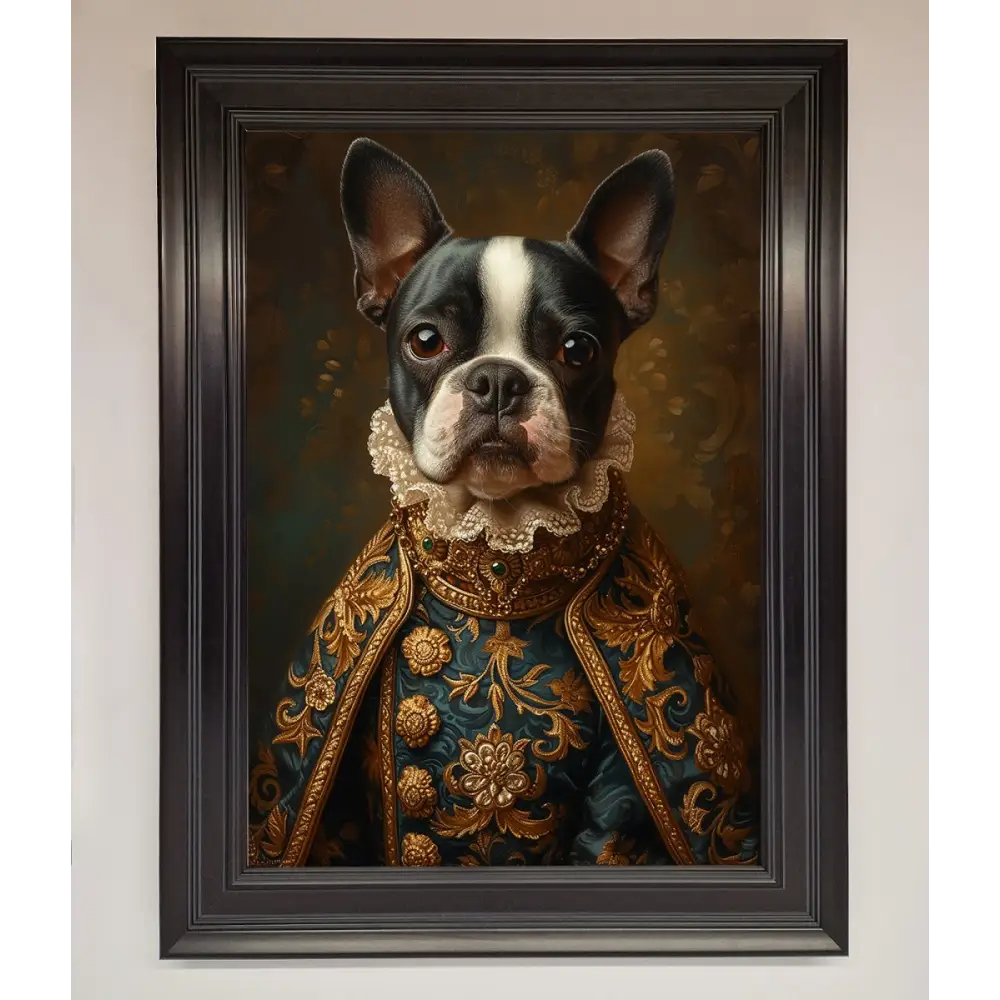 Renaissance French Bulldog Framed Print - A1 (59.4 x 84.1 cm) / Matt Black - Framed Print