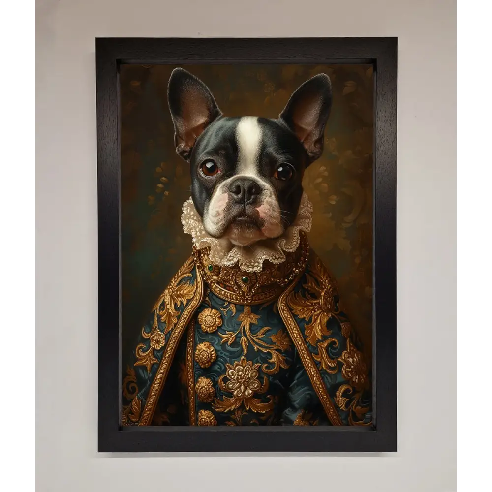 Renaissance French Bulldog Framed Print - A3 (29.7 x 42 cm) / Black - Framed Print