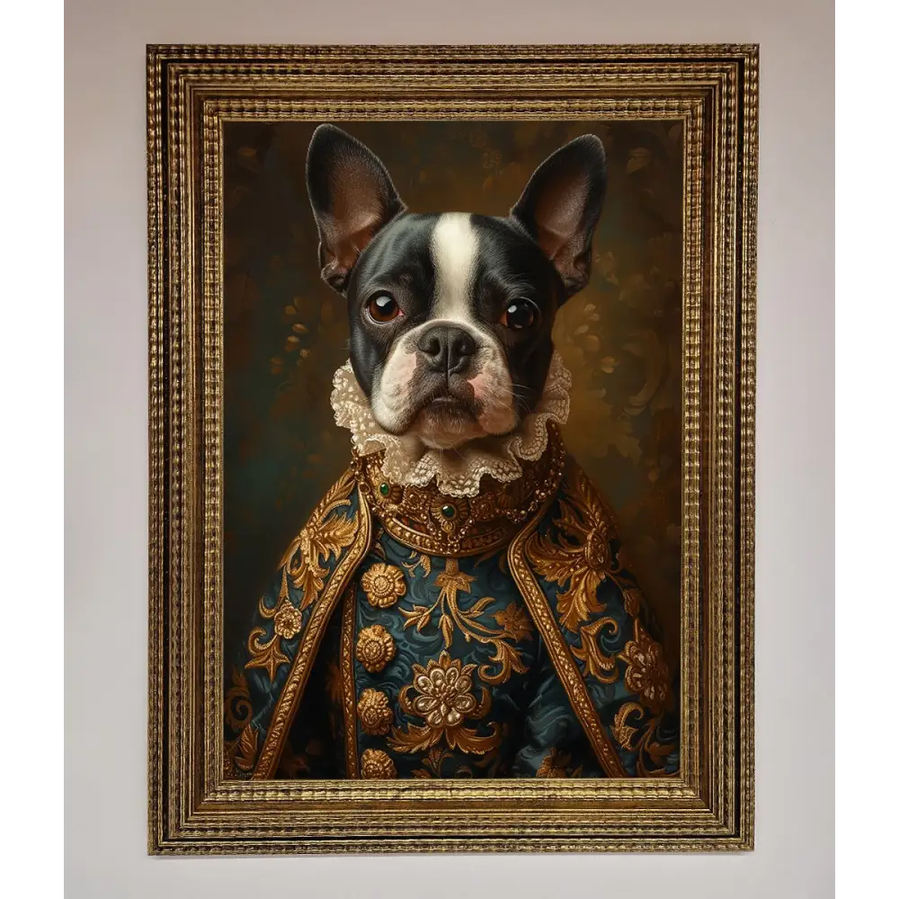 Renaissance French Bulldog Framed Print - A3 (29.7 x 42 cm) / Ornate Gold - Framed Print