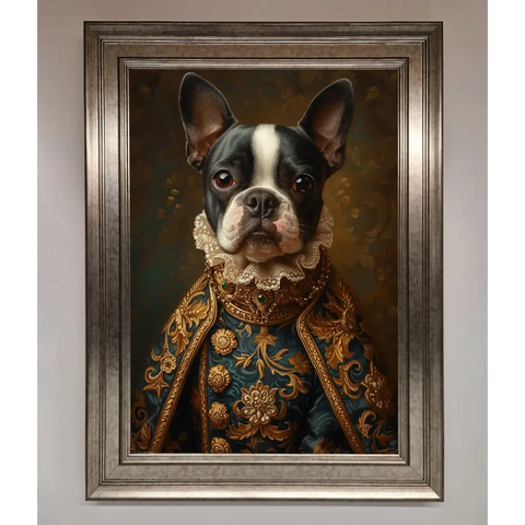 Renaissance French Bulldog Framed Print - A3 (29.7 x 42 cm) / Silver - Framed Print