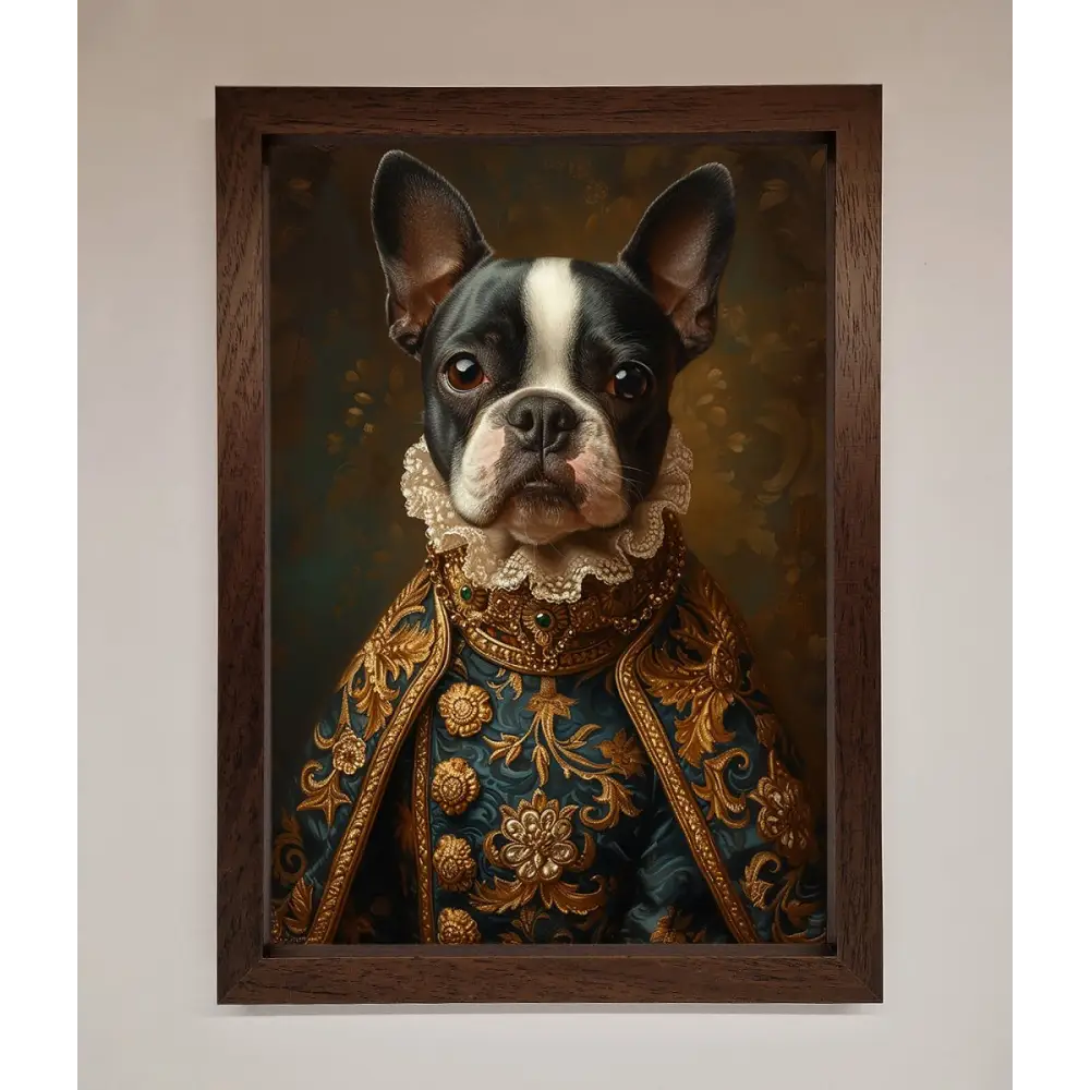 Renaissance French Bulldog Framed Print - A3 (29.7 x 42 cm) / Walnut - Framed Print