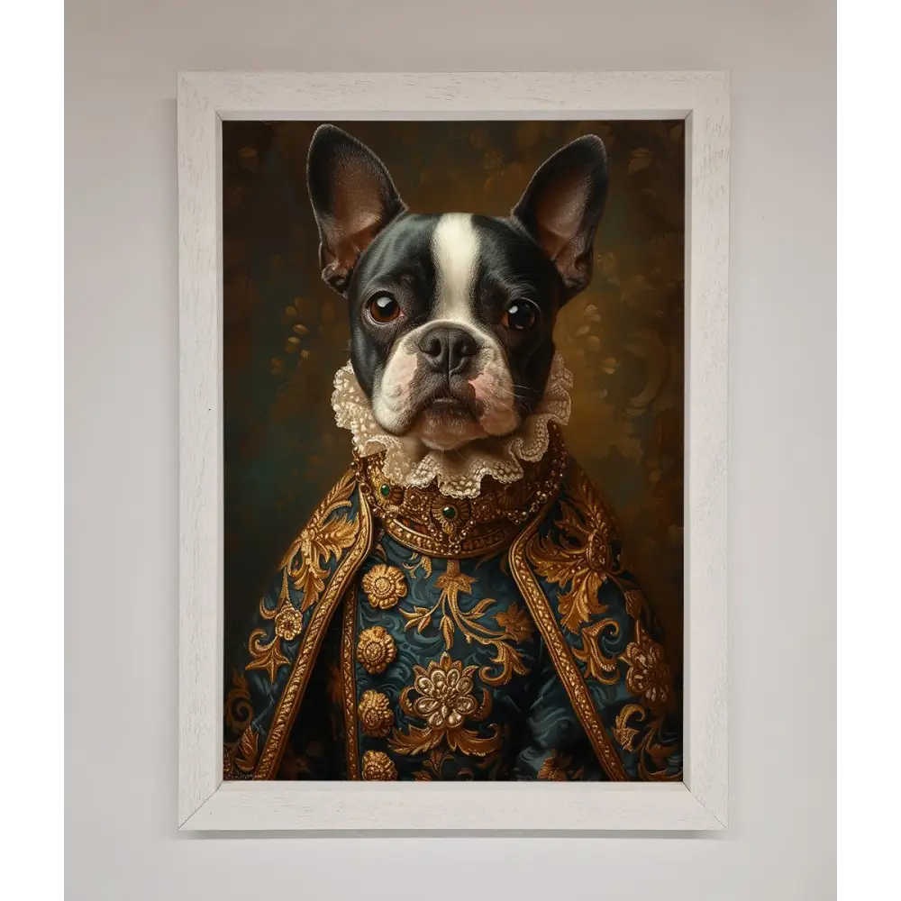Renaissance French Bulldog Framed Print - A3 (29.7 x 42 cm) / White - Framed Print