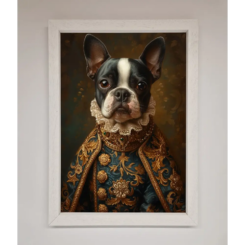 Renaissance French Bulldog Framed Print - A3 (29.7 x 42 cm) / White - Framed Print