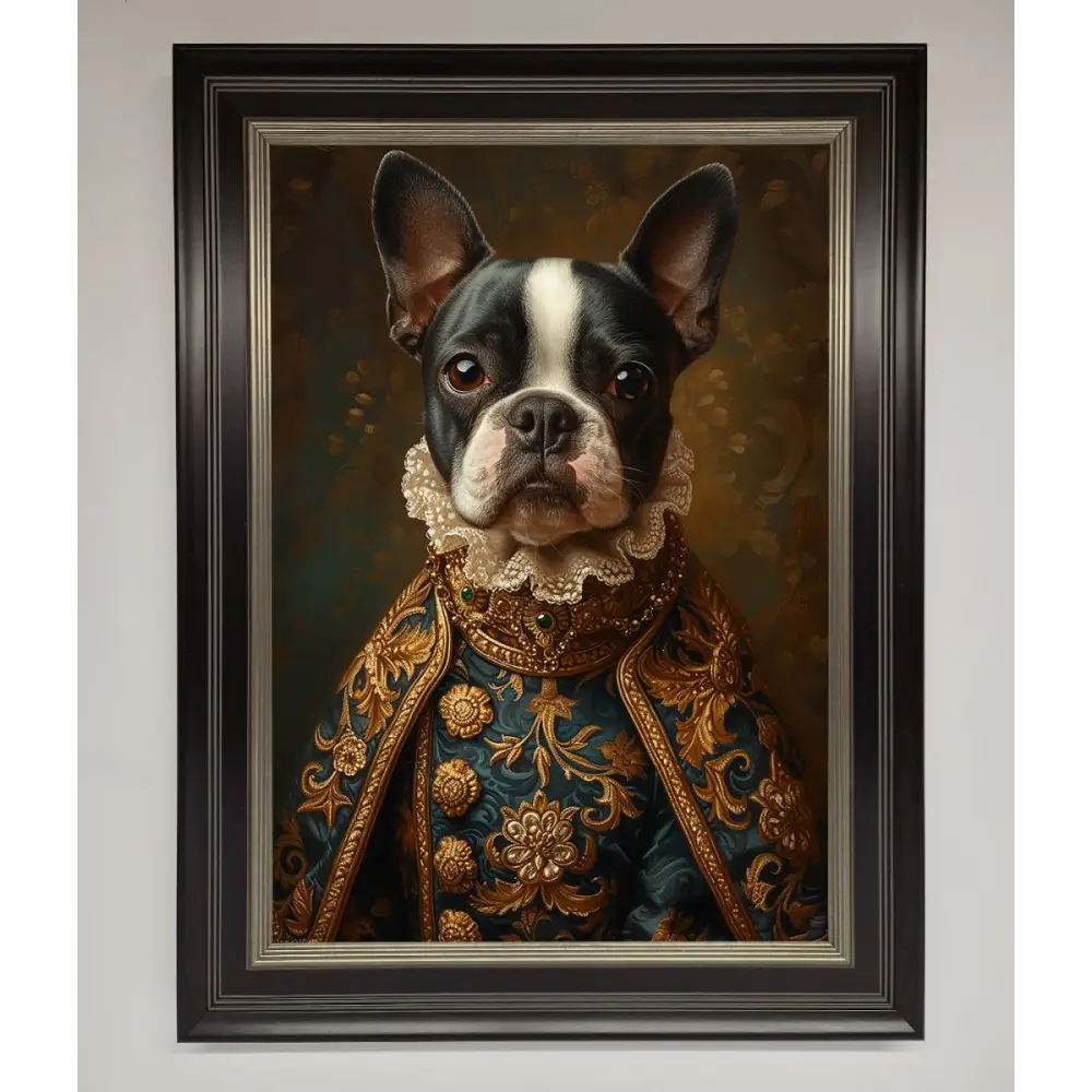 Renaissance French Bulldog Framed Print - B0 (100 x 141 cm) / Black Silver - Framed Print