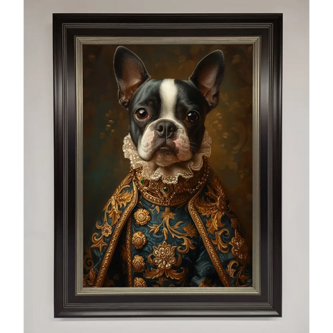 Renaissance French Bulldog Framed Print - B0 (100 x 141 cm) / Black Silver - Framed Print