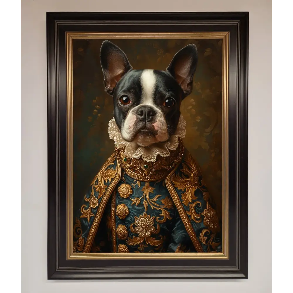 Renaissance French Bulldog Framed Print - B0 (100 x 141 cm) / Black Gold - Framed Print