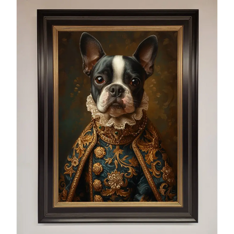 Renaissance French Bulldog Framed Print - B0 (100 x 141 cm) / Black Gold - Framed Print