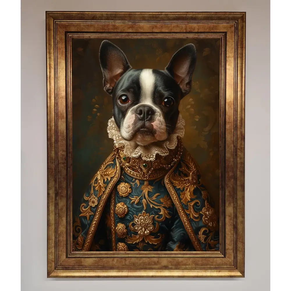 Renaissance French Bulldog Framed Print - B0 (100 x 141 cm) / Bronze - Framed Print