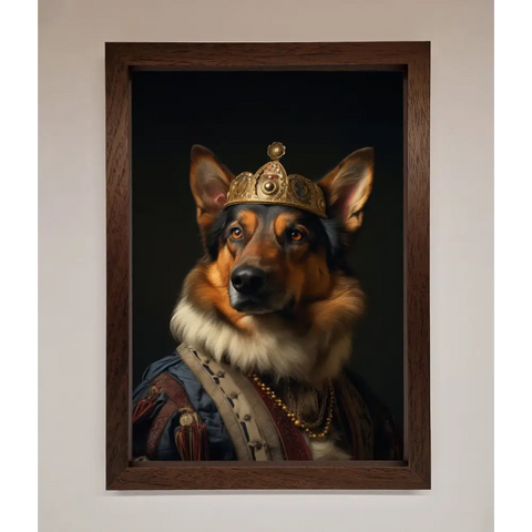 Renaissance German Shepherd Framed Wall Art - A3 (29.7 x 42 cm) / Walnut - Framed Print