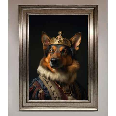 Renaissance German Shepherd Framed Wall Art - A3 (29.7 x 42 cm) / Silver - Framed Print
