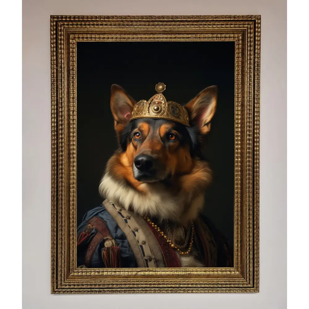 Renaissance German Shepherd Framed Wall Art - A3 (29.7 x 42 cm) / Ornate Gold - Framed Print
