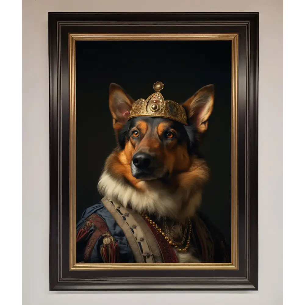 Renaissance German Shepherd Framed Wall Art - A3 (29.7 x 42 cm) / Black Gold - Framed Print