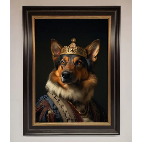 Renaissance German Shepherd Framed Wall Art - A3 (29.7 x 42 cm) / Black Gold - Framed Print