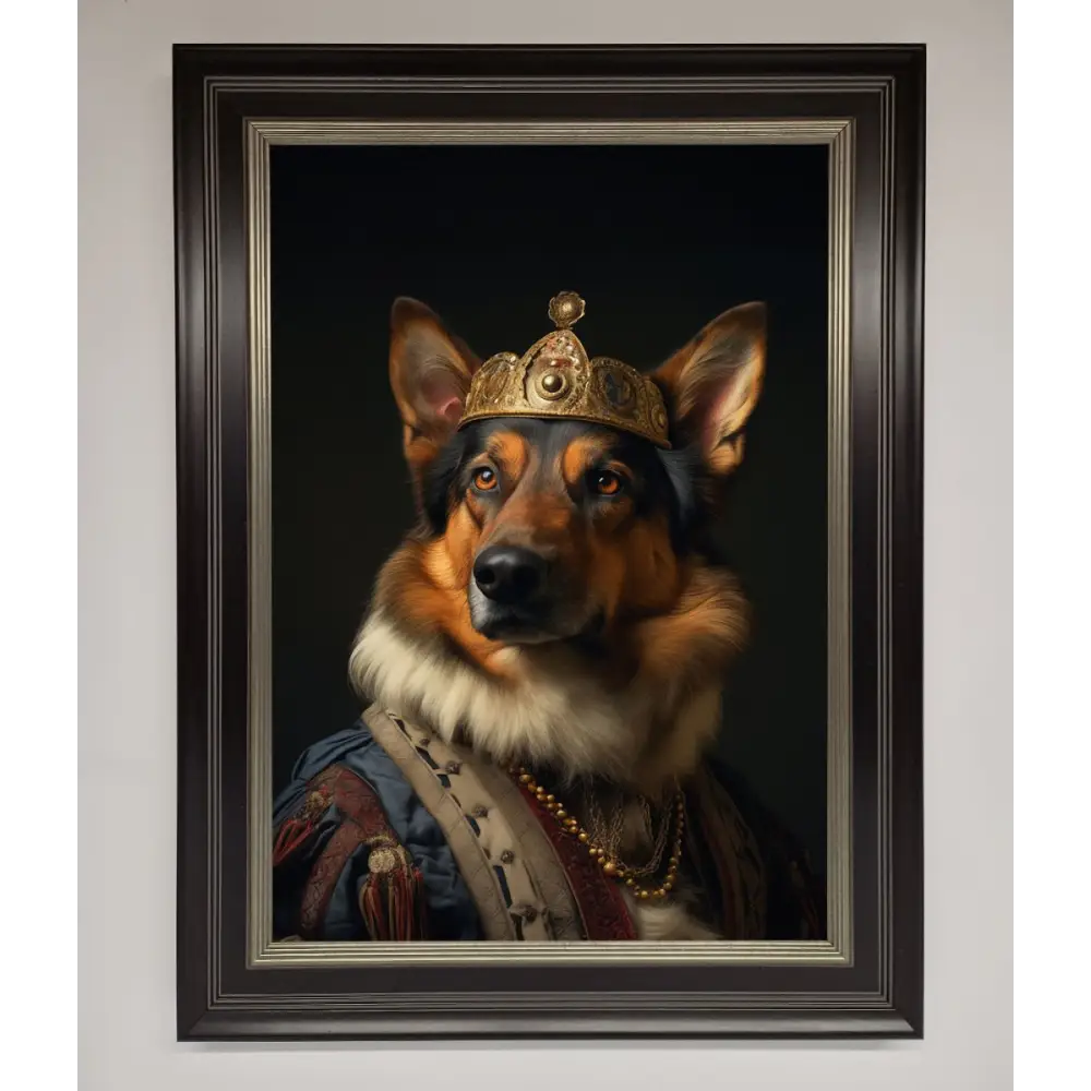 Renaissance German Shepherd Framed Wall Art - A3 (29.7 x 42 cm) / Black Silver - Framed Print