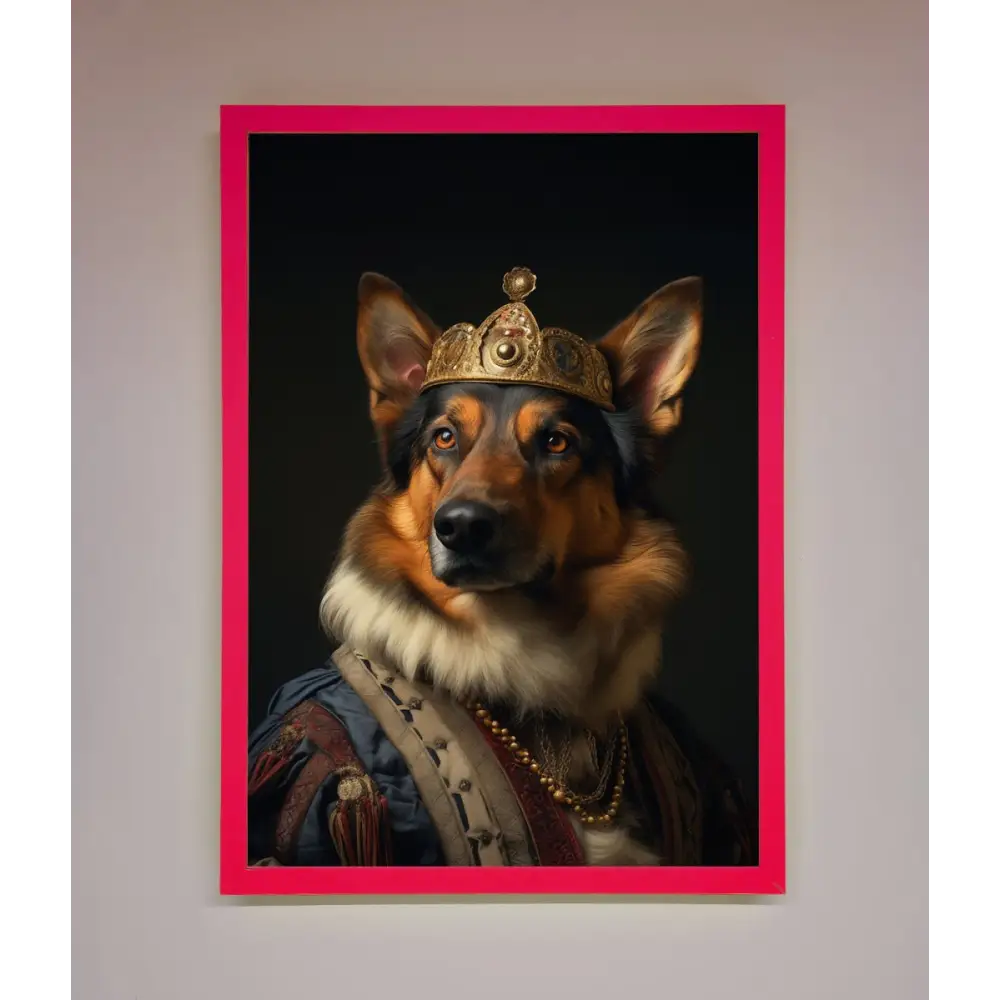 Renaissance German Shepherd Framed Wall Art - A3 (29.7 x 42 cm) / Neon Pink - Framed Print
