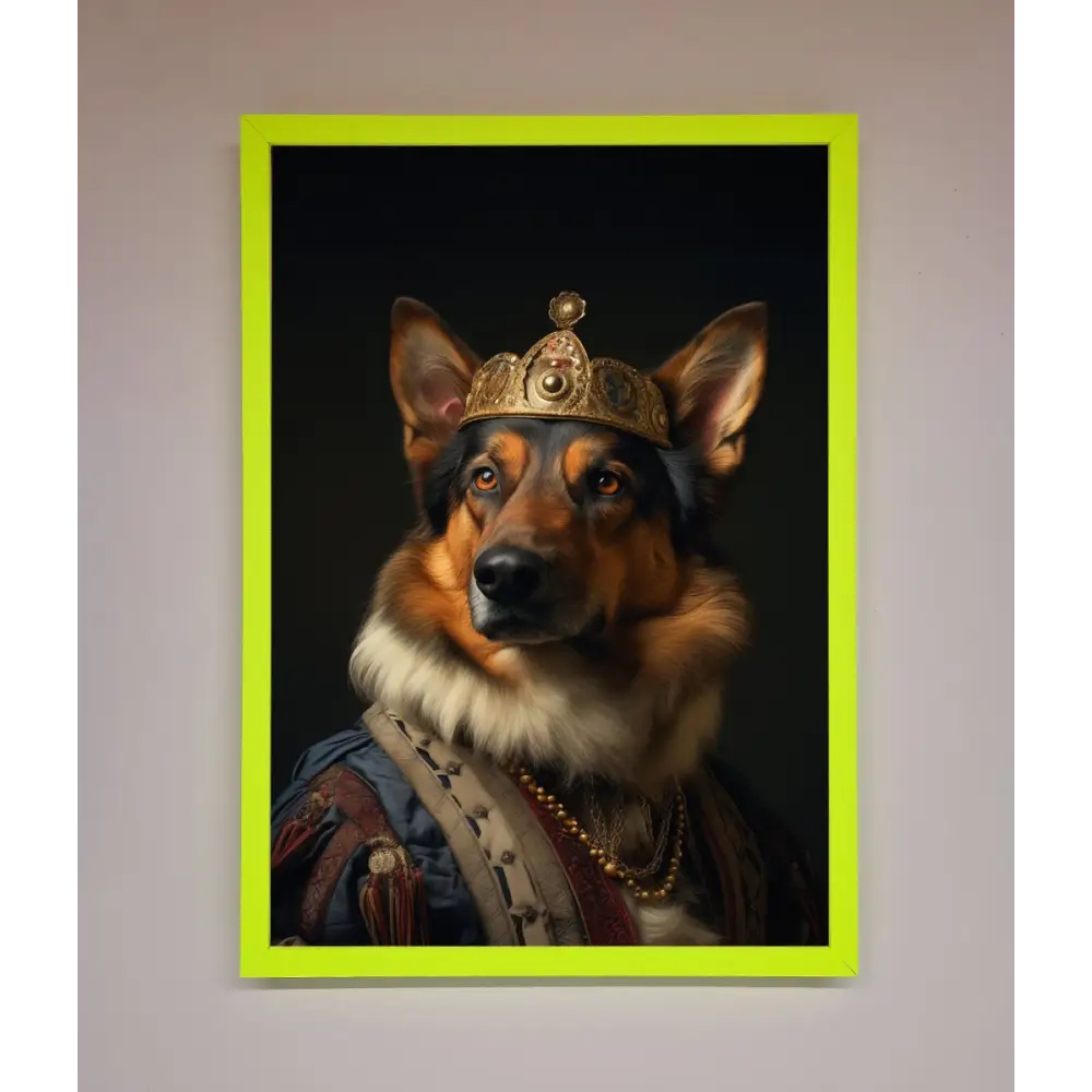 Renaissance German Shepherd Framed Wall Art - A3 (29.7 x 42 cm) / Neon Green - Framed Print