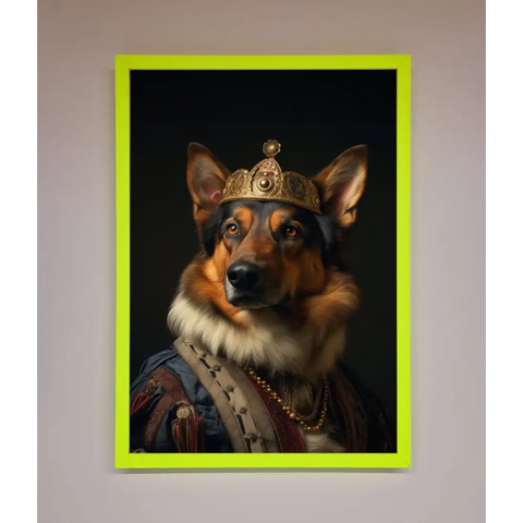 Renaissance German Shepherd Framed Wall Art - A3 (29.7 x 42 cm) / Neon Green - Framed Print