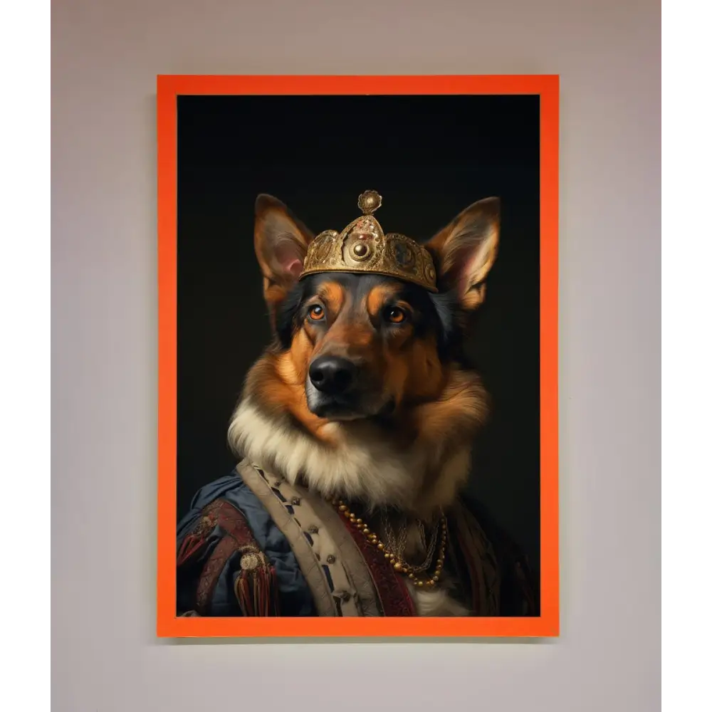 Renaissance German Shepherd Framed Wall Art - A3 (29.7 x 42 cm) / Neon Orange - Framed Print