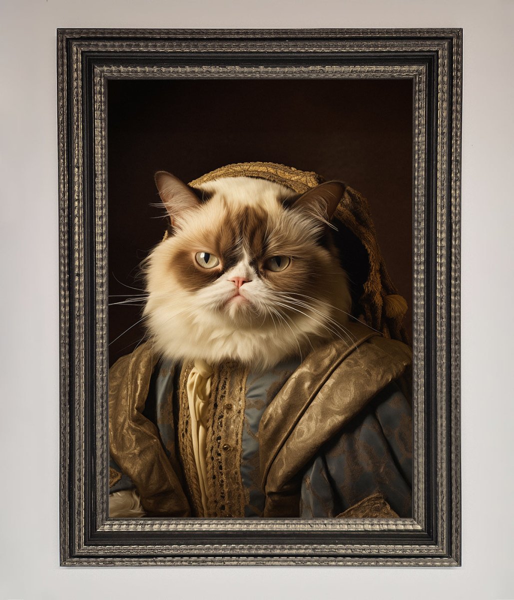 Renaissance Grumpy Cat Framed Print