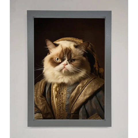 Renaissance Grumpy Cat Framed Print - A3 (29.7 x 42 cm) / Dark Grey - Framed Print