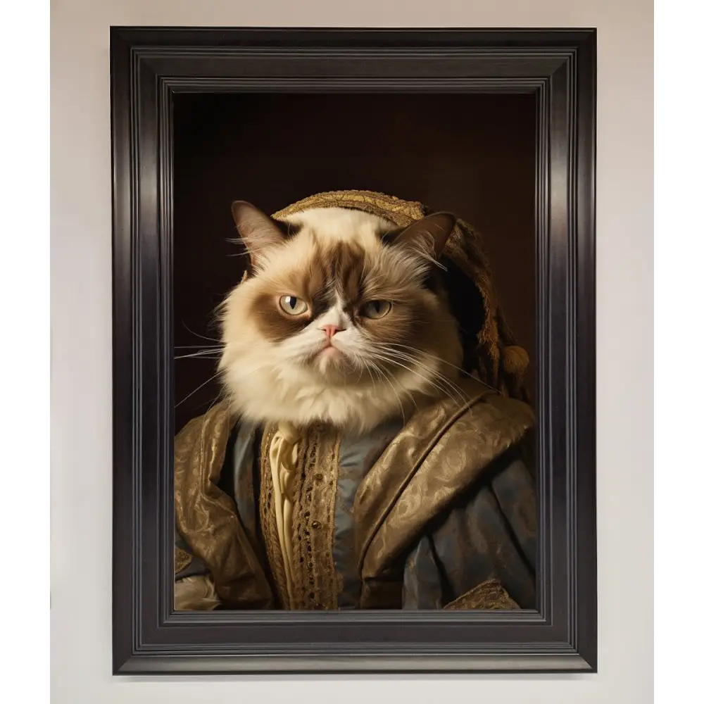 Renaissance Grumpy Cat Framed Print - A3 (29.7 x 42 cm) / Matt Black - Framed Print