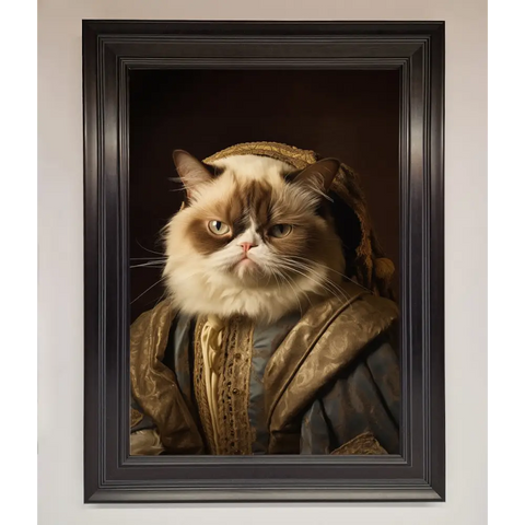 Renaissance Grumpy Cat Framed Print - A3 (29.7 x 42 cm) / Matt Black - Framed Print