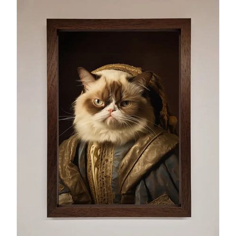 Renaissance Grumpy Cat Framed Print - A3 (29.7 x 42 cm) / Walnut - Framed Print