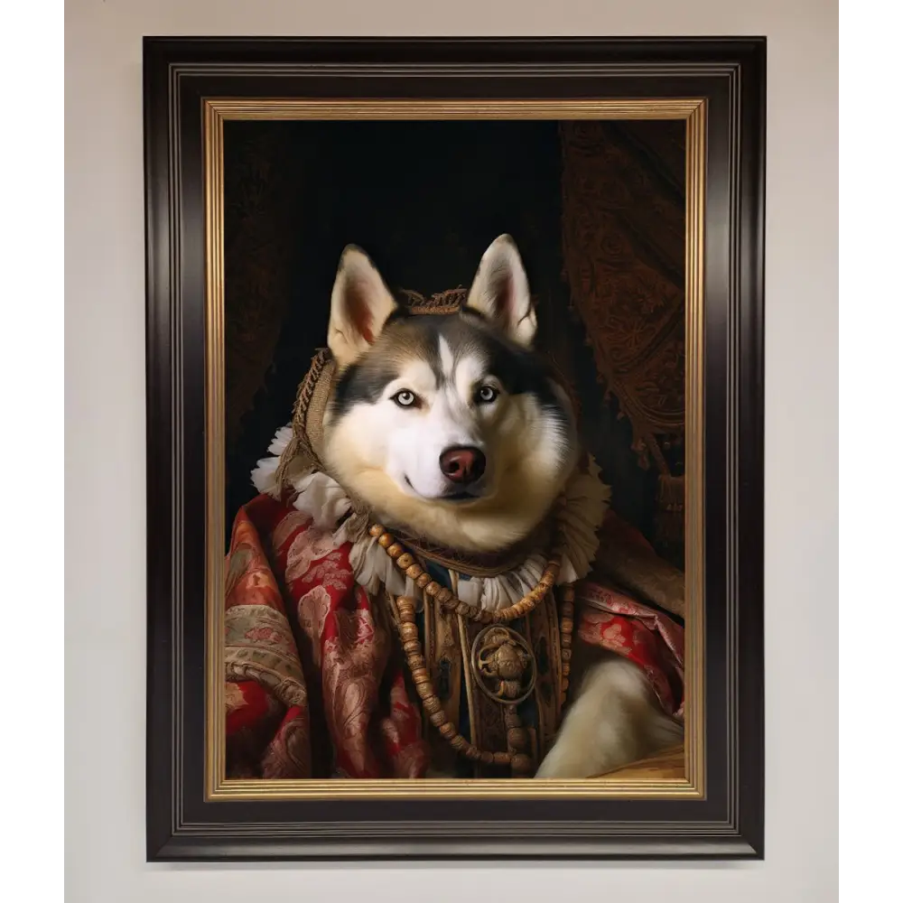 Renaissance Husky Framed Print - A3 (29.7 x 42 cm) / Black Gold - Framed Print