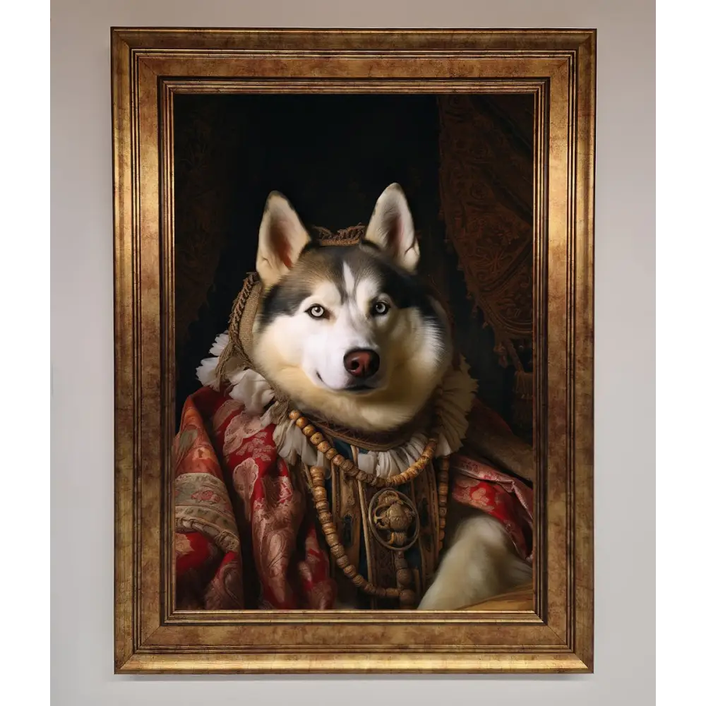 Renaissance Husky Framed Print - A3 (29.7 x 42 cm) / Bronze - Framed Print