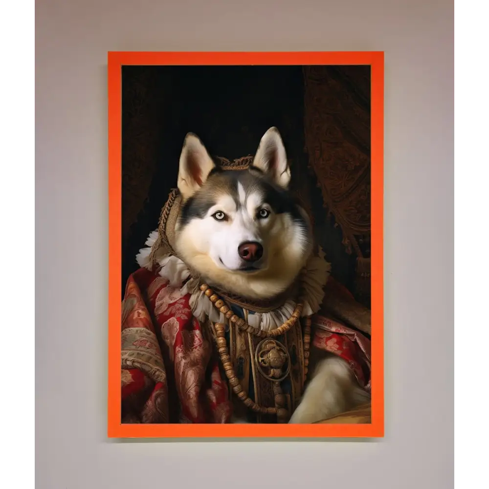 Renaissance Husky Framed Print - A3 (29.7 x 42 cm) / Neon Orange - Framed Print