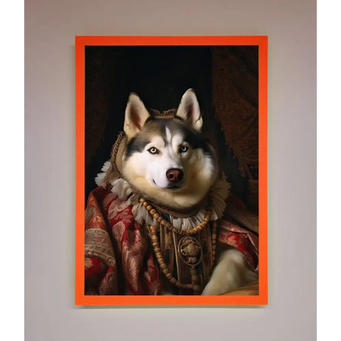 Renaissance Husky Framed Print - A3 (29.7 x 42 cm) / Neon Orange - Framed Print