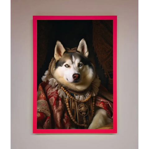 Renaissance Husky Framed Print - A3 (29.7 x 42 cm) / Neon Pink - Framed Print